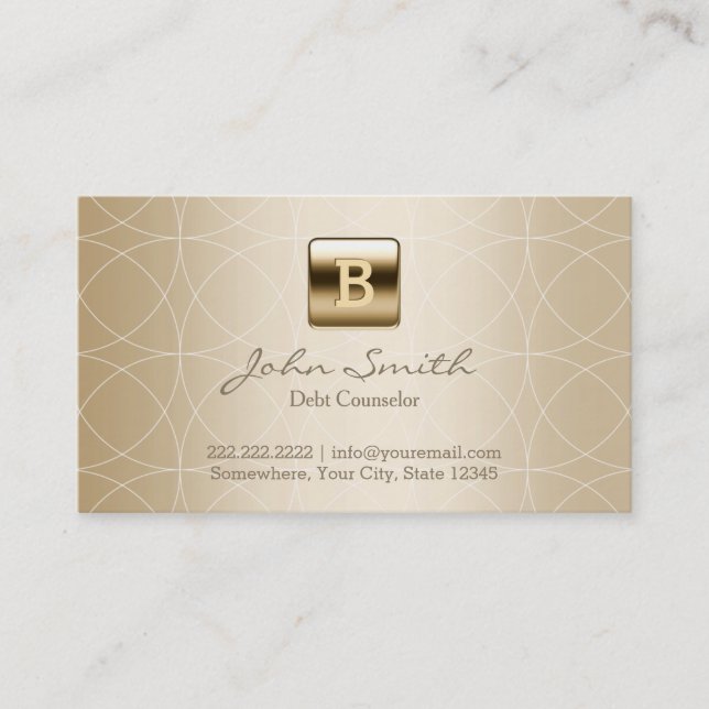 Luxusgoldmonogramm-Schulden-Ratgeber Visitenkarte (Vorderseite)