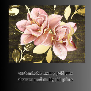 Luxusgoldpink abstrakt moderne Lilie Foliendrucke