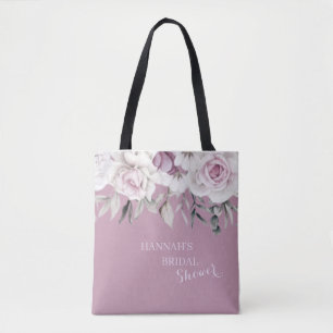 Luxusgraue und violette Wasserfarben-Blumen-Bridal Tasche