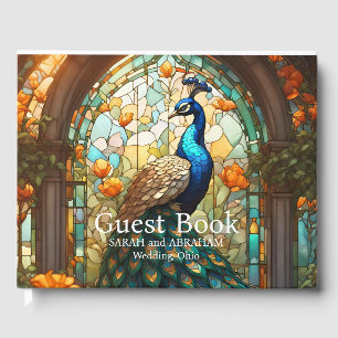 Luxushochzeit: Festes Glass Peacock Gästebuch