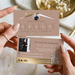 Luxusimmobilien-Makler Beige Gold Foto Visitenkarte