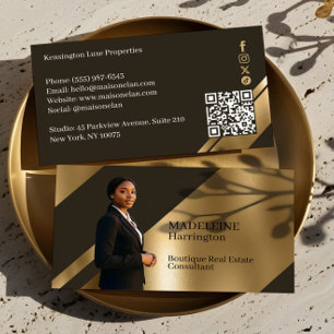 Luxusimmobilienmakler Brown & Gold Luxe Foto Visitenkarte