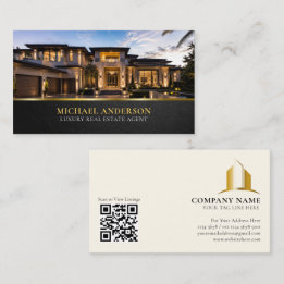 Luxusimmobilienmakler, Elegant Schwarz Gold Visitenkarte