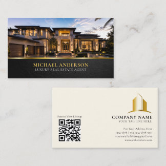 Luxusimmobilienmakler, Elegant Schwarz Gold Visitenkarte