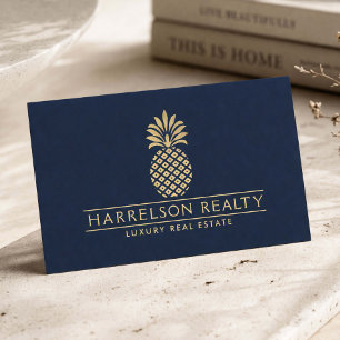 Luxusimmobilienmakler Goldene Ananas Logo Marinebl Visitenkarte
