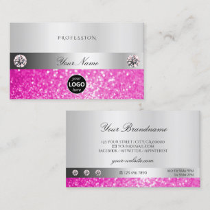 Luxusjuwelen Silver Shimmer Pink Glitzer Logo hinz Visitenkarte