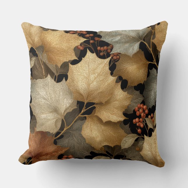 Luxuskissen mit goldenen botanischen Blättern Kissen (Vorderseite)