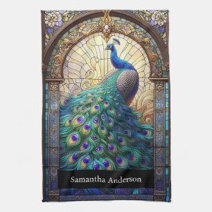 Luxusküche: Buntglas-Pfau Benutzername Geschirrtuch