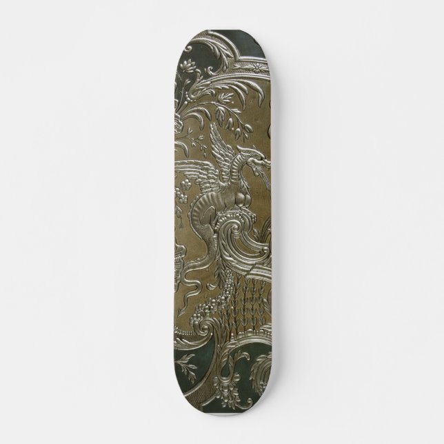 LUXUSleder vergoldete silbernes Drache-Skateboard Skateboard (Vorne)
