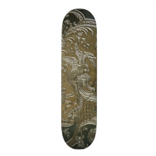 LUXUSleder vergoldete silbernes Drache-Skateboard Skateboard