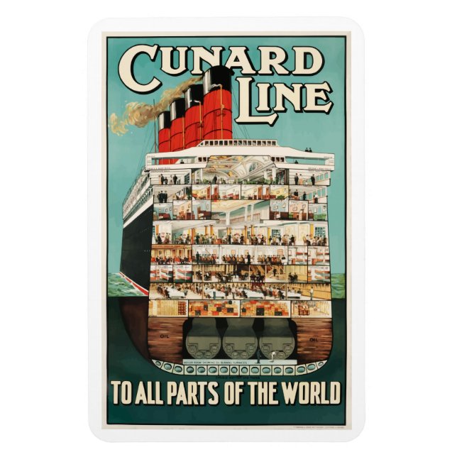 Luxusliner-Poster der Cunard-Seeschifffahrt, Magnet (Vertikal)