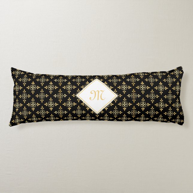 Luxusmonogramm-Schwarzes und Gold Quatre mit Seitenschläferkissen (Vorderseite)