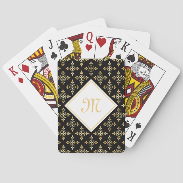 Luxusmonogramm-Schwarzes und Gold Quatre mit Spielkarten (Rückseite)