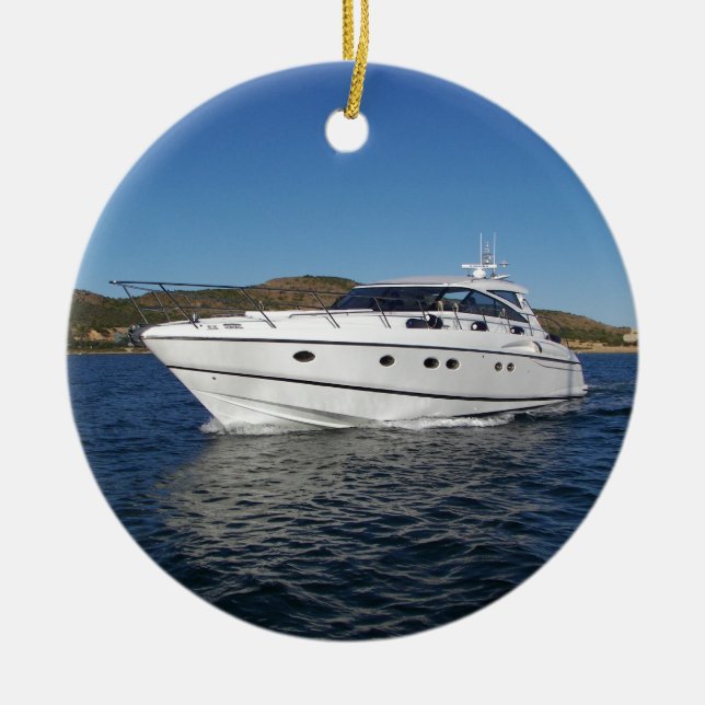 LuxusMotorboot Keramik Ornament (Vorne)