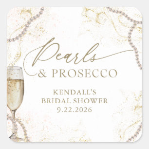 Luxusperlen- und Prosecco-Brautparty Quadratischer Aufkleber