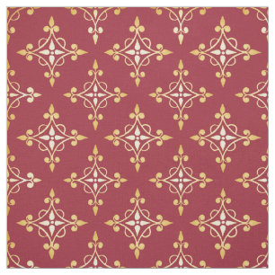 Luxusrot und GoldQuatre Blumendamast Stoff