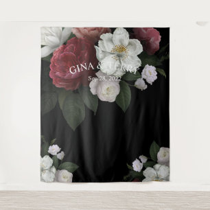 Luxusrote rosa weiße Blumen Blumen Hochzeit Wandteppich
