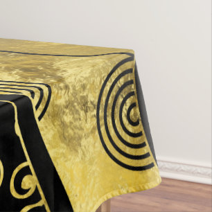Luxusschwarz-und Goldafrikaner-Muster Tischdecke