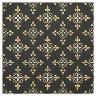 Luxusschwarzes und GoldQuatre Blumendamast Stoff