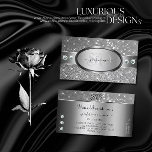 Luxussilber-Glitzer-Stars Diamanten und Monogram Visitenkarte