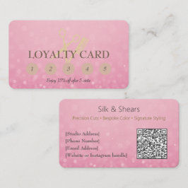 Luxusstudio | Rosa Glitzer- und Goldlogos Treuekarte