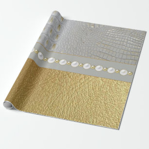 Luxusweißer und goldener Alligator versteckt Geschenkpapier