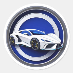 Luxusweißes Sportwagen-Emblem Runder Aufkleber
