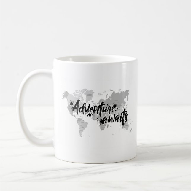 LuxusWeltkarte-Abenteuer erwartet Kaffeetasse (Links)