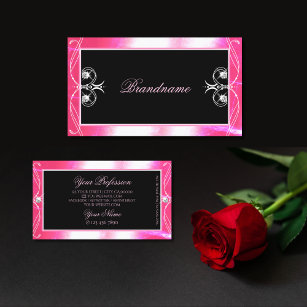Luxuy Black Pink Sparkle Juwelen Verzierte Ornamen Visitenkarte