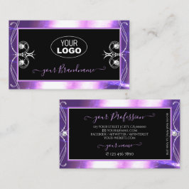 Luxuy Verziert Black Lila Sparkle Juwelen mit Logo Visitenkarte