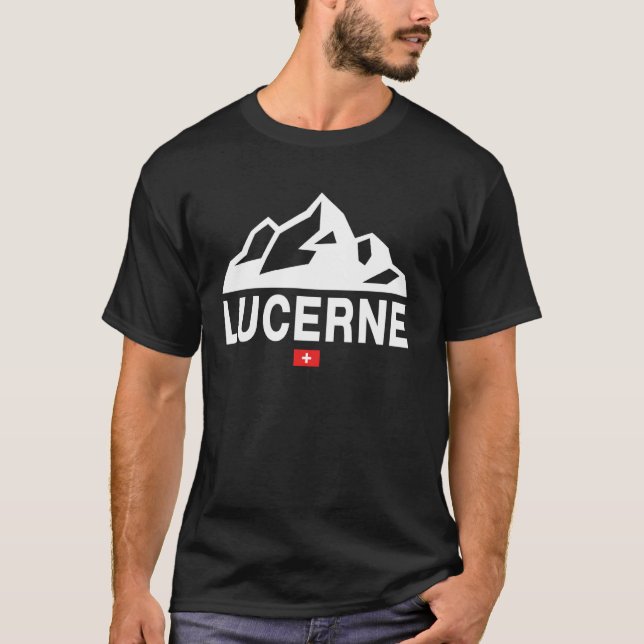 Luzern Schweiz Attraction Schweizer Flagge T-Shirt (Vorderseite)