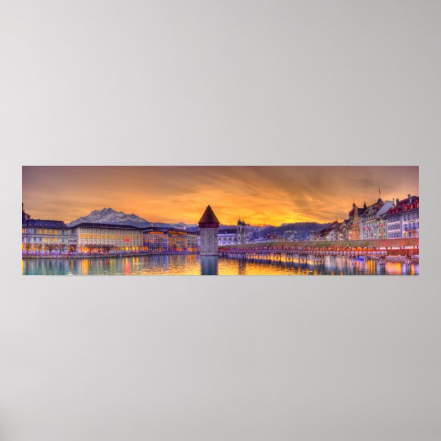 Luzern Schweiz HDR. Panoramafoto Poster (Vorne)