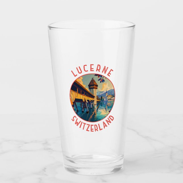 Luzern Schweiz Retro Distressed Circle Glas (Vorderseite)