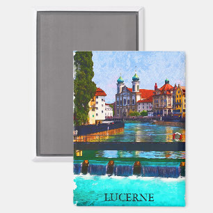 Luzern Schweiz Schweizer Wasserfarbe Magnet