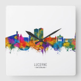 Luzern Schweiz Skyline Quadratische Wanduhr
