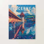 Luzern Schweiz Tourismus Vintag<br><div class="desc">Luzerner Retrovektor-Reisedesign. Luzern,  eine Kompaktstadt in der Schweiz,  bekannt für ihre bewahrte mittelalterliche Architektur,  liegt inmitten schneebedeckter Berge am Vierwaldstättersee.</div>
