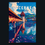 Luzern Schweiz Tourismus Vintag Poster<br><div class="desc">Luzerner Retrovektor-Reisedesign. Luzern,  eine Kompaktstadt in der Schweiz,  bekannt für ihre bewahrte mittelalterliche Architektur,  liegt inmitten schneebedeckter Berge am Vierwaldstättersee.</div>