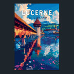 Luzern Schweiz Tourismus Vintag Poster<br><div class="desc">Luzerner Retrovektor-Reisedesign. Luzern,  eine Kompaktstadt in der Schweiz,  bekannt für ihre bewahrte mittelalterliche Architektur,  liegt inmitten schneebedeckter Berge am Vierwaldstättersee.</div>