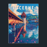 Luzern Schweiz Tourismus Vintag Postkarte<br><div class="desc">Luzerner Retrovektor-Reisedesign. Luzern,  eine Kompaktstadt in der Schweiz,  bekannt für ihre bewahrte mittelalterliche Architektur,  liegt inmitten schneebedeckter Berge am Vierwaldstättersee.</div>