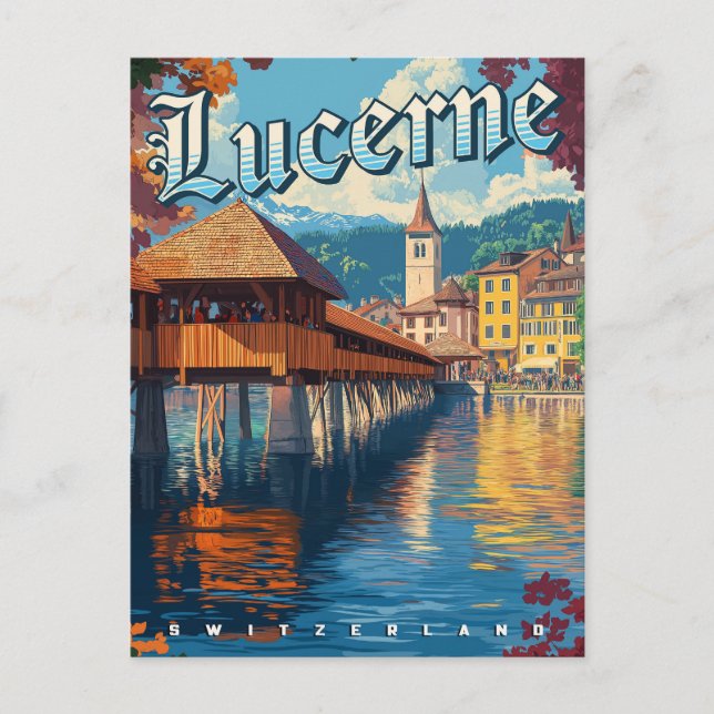 Luzern Schweiz Vintage Travel Postkarte (Vorderseite)