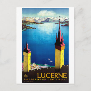 Luzern, Stadttürme, Landschaft, Seeblick Postkarte