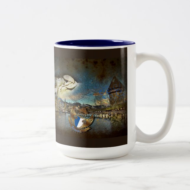 LUZERN Vintag Grunge - Kaffee-, Tee-Tasse Zweifarbige Tasse (Rechts)