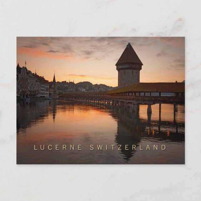 Luzerner Schweiz am frühen Morgen Postkarte (Vorderseite)