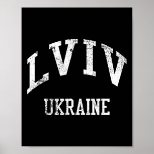 Lviv Ukraine Retro 70er College-Sportstil Poster