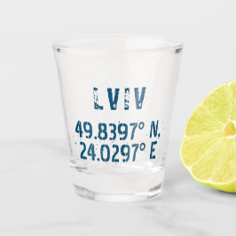 Lwiw Ukraine Latitude & Longitude beunruhigt Schnapsglas