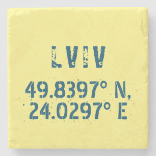 Lwiw Ukraine Latitude & Longitude beunruhigt Steinuntersetzer