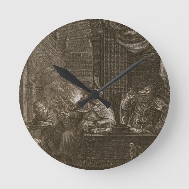Lycaon verwandelt sich in einen Wolf, 1731 (Gravie Runde Wanduhr (Vorderseite)