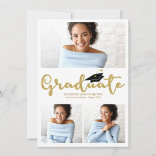 Lycée 3 Parties scintillant photo Grad Faire-part