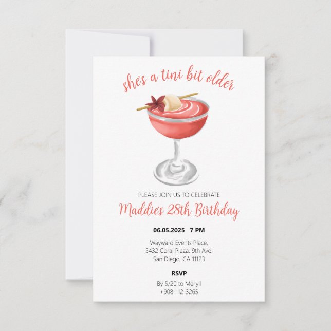 Lychee Martini Invitation d'anniversaire (Devant)