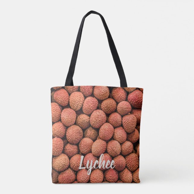 Lychee oder Litchi Frucht vegan und vegetarisch ge Tasche (Rückseite)